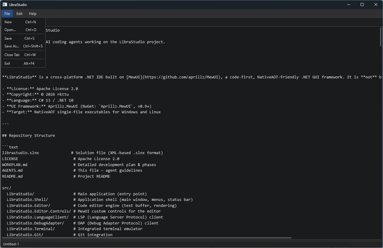 LibraStudio WIP - テキストエディタ
